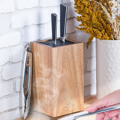 Bloc à couteaux rotatif en bois d'acacia