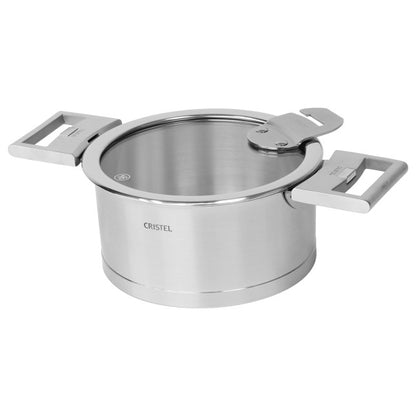 Casserole inox brossé à poignée amovible