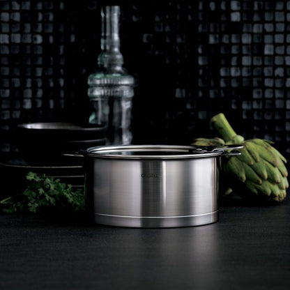 Casserole inox brossé à poignée amovible