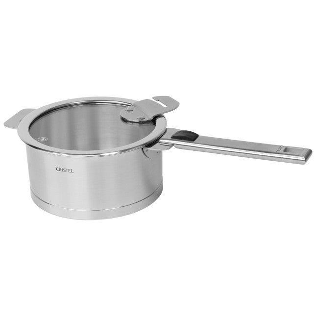 Casserole inox brossé à poignée amovible