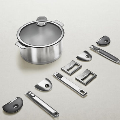 Casserole inox brossé à poignée amovible