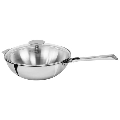 Wok inox à poignée amovible